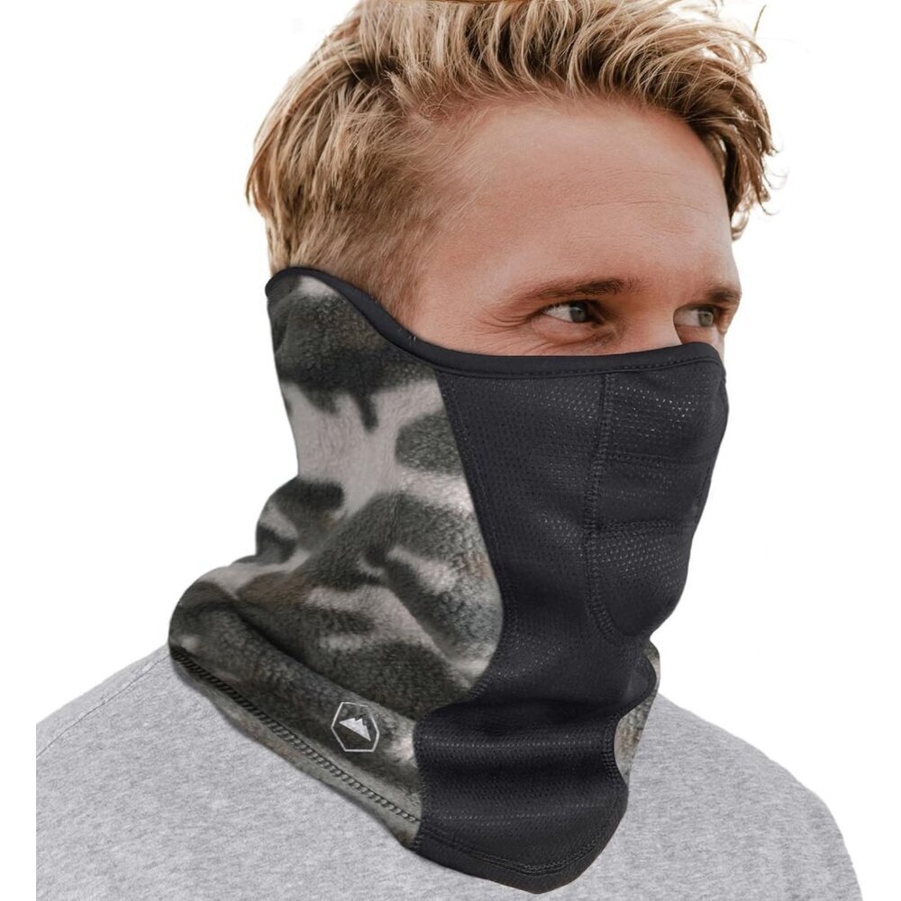 Men's Camouflage Winter Warm Fleece Face Mask Stretch Neck Breathable Scarves